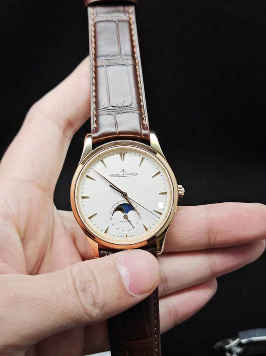 Go Factory Replica Jaeger Lecoultre Moon Phase Rose Gold Watch
