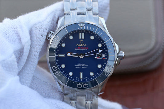 Om Factory V2 Edition Replica Omega Seamaster 300m with Blue Ceramic Bezel Asia Eta 2824 2