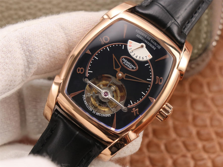 Replica Parmigiani Kalpa Hebdomadaire Tourbillon Rose Gold Watch Review