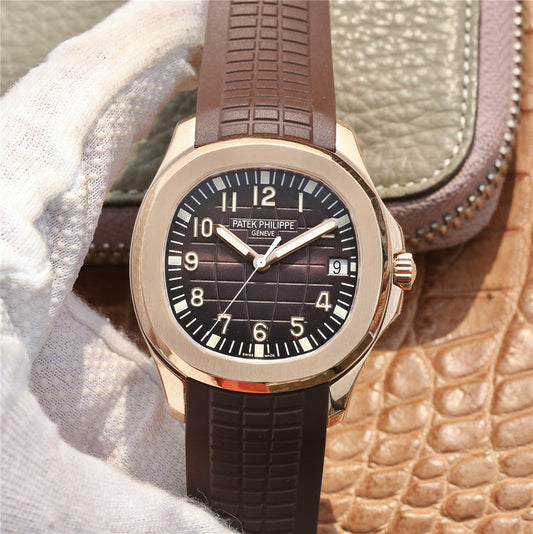 Z Factory Replica Patek Philippe Aquanaut 5167r Rose Gold Watch with Brown Rubber Strap