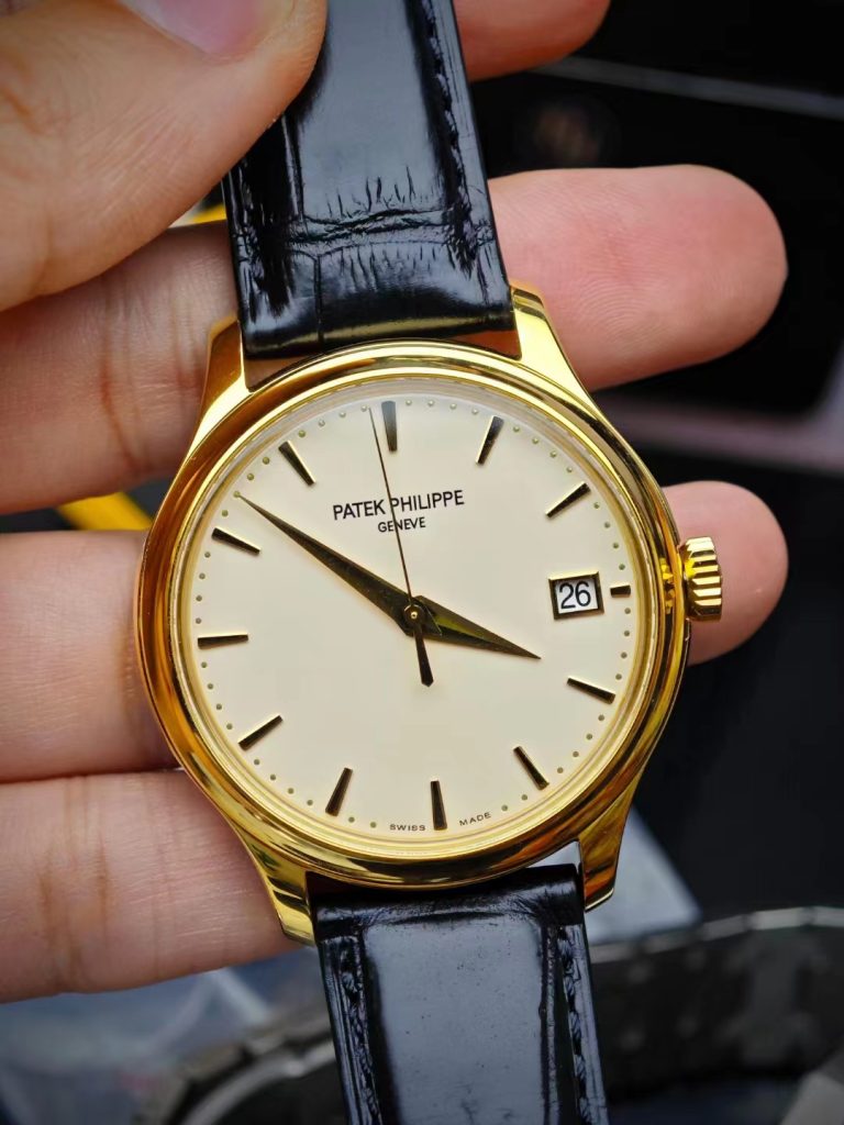 3k Factory Replica Patek Philippe Officer Case Back Yellow Gold