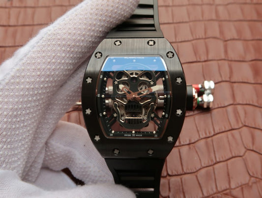 Kv Factory Replica Richard Mille Skull Watch Black Ceramic Case with Miyota 8215 Movement