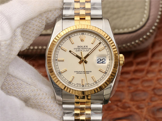 Ar Factory Replica Rolex 36mm Datejust Two Tone Yellow Gold Super Clone 3135 Movement