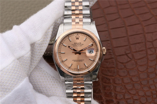Ar Factory Replica Rolex Datejust 116234 36mm Two Tone Rose Gold Watch with Super Clone 3135 Movement