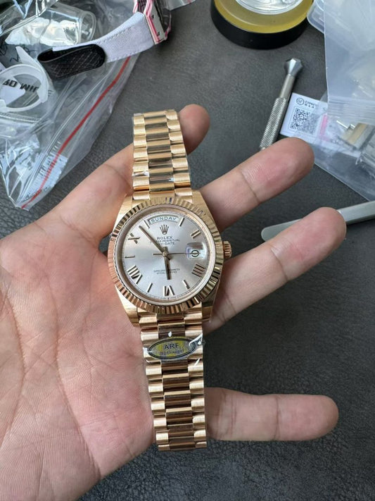 Ar Factory Replica Rolex Day Date Rose Gold Increased Weight