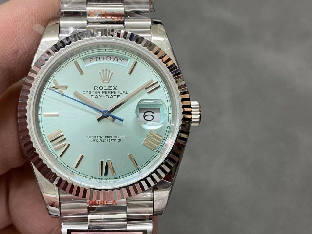 Q Factory Replica Rolex Day Date 40mm Light Blue Gain Weight