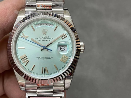 Q Factory Replica Rolex Day Date 40mm Light Blue Gain Weight