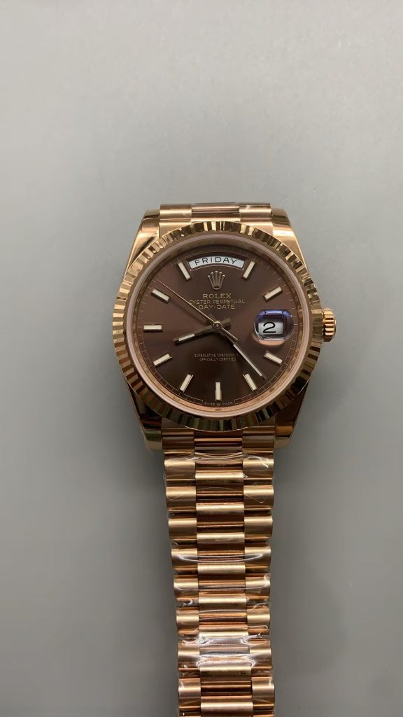 Rc Factory Replica Rolex Day Date Rose Gold Coffee Dial with 3255 Movement