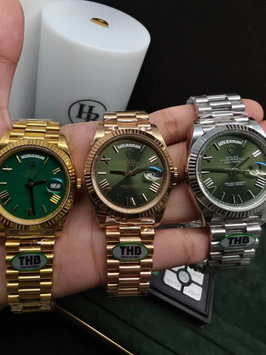 Thb Factory Replica Rolex Day Date Stainless Steel Green Dial