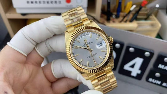 Ew Factory Replica Rolex Day Date Yellow Gold Silver Dial