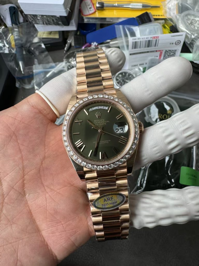 Ar Factory Replica Rolex Day Date with Diamond Bezel