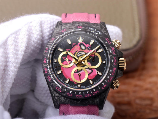 Wwf Replica Rolex Daytona Cronusart the Exploded Dragon Pink Watch with Real Carbon