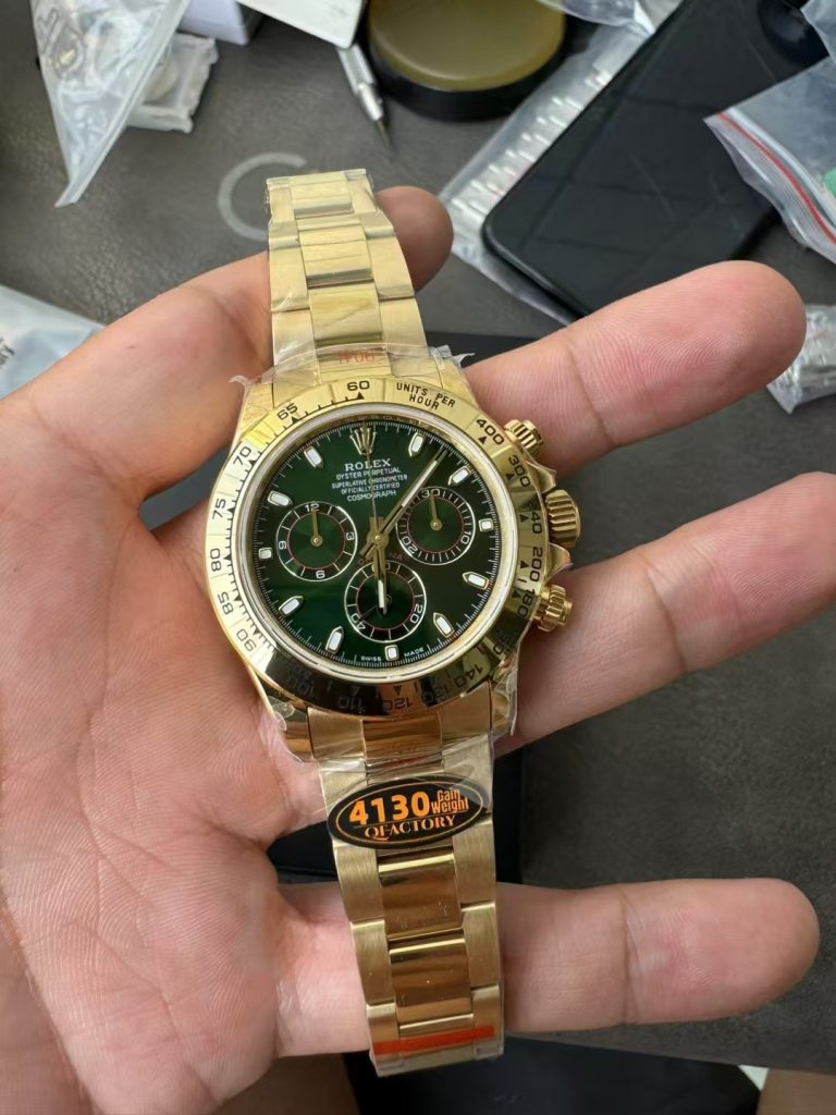Q Factory Replica Rolex Daytona 116508 Yellow Gold Green Dial