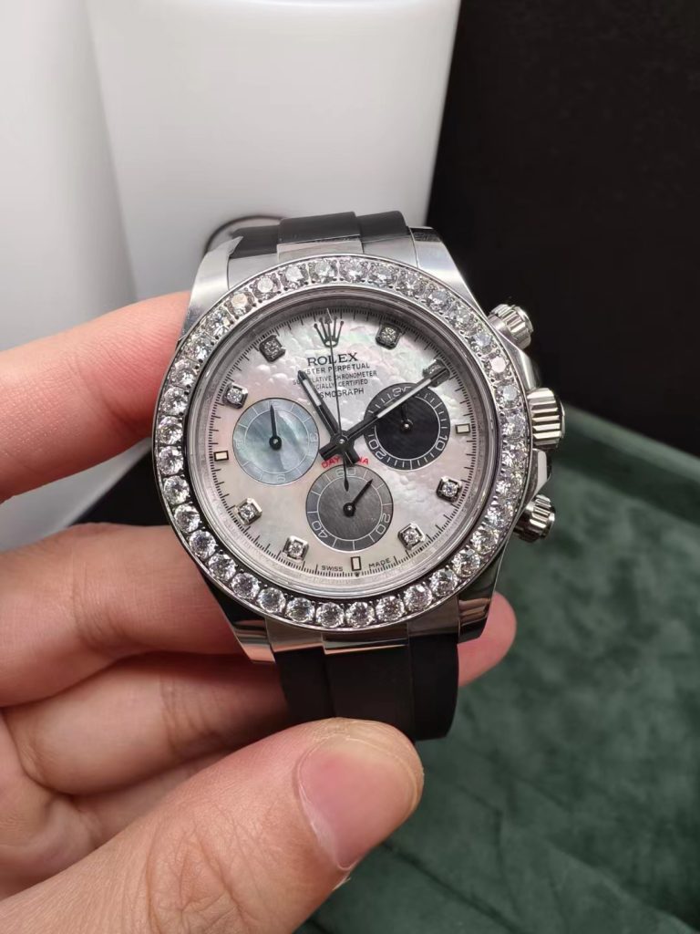 New Replica Rolex Daytona Watch with Mop Dial and Diamonds