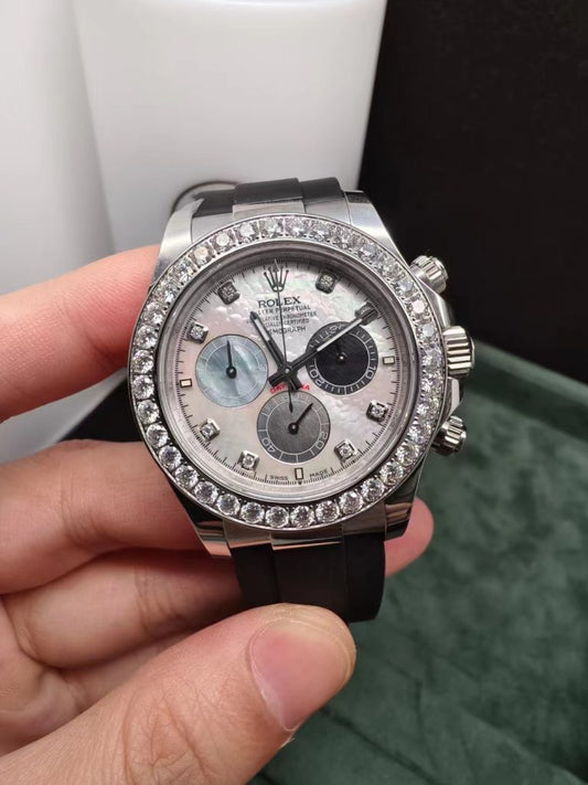New Replica Rolex Daytona Watch with Mop Dial and Diamonds