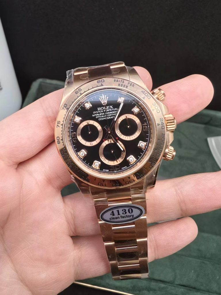 Clean Factory Replica Rolex Daytona Rose Gold with Super Clone 4130 Movement