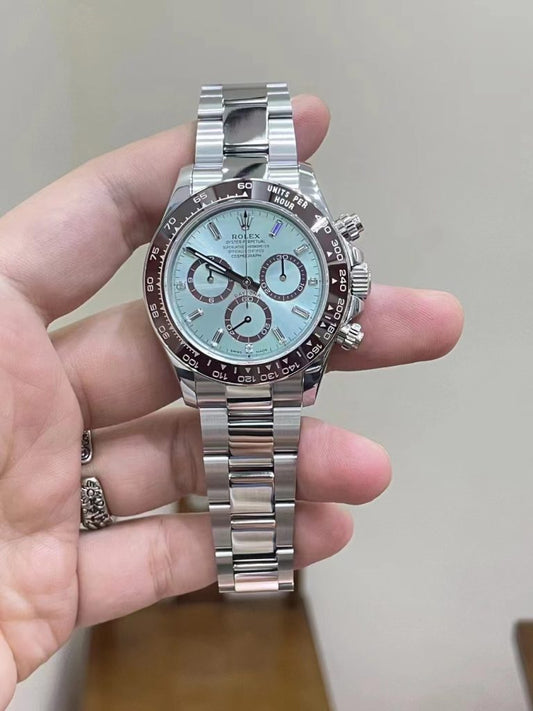 Replica Rolex Daytona Ice Blue with Crystal Back 4131 Movement