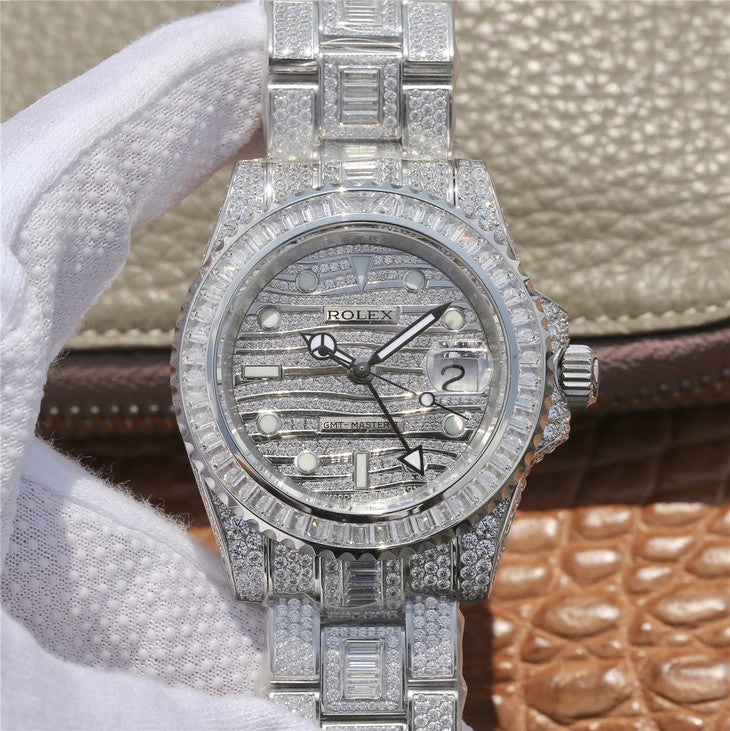 Tw Factory Replica Rolex Gmt Master Ii116769tbr Full Diamond Watch with Asia 2836 Movement