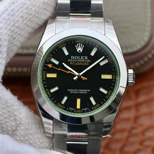 Dj Factory Replica Rolex Milgauss 116400 Black Dial 904l Stainless Steel Case with Asia Eta 2836