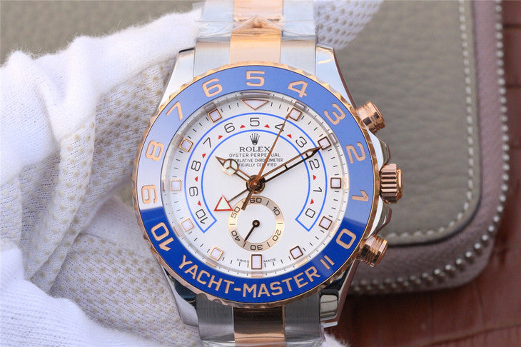 J12 Factory V2 Edition Replica Rolex Yachtmaster Ii 116681 Two Tone Watch with Blue Ceramic Bezel
