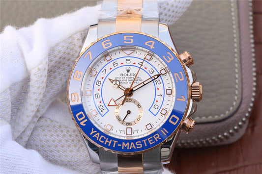 J12 Factory V2 Edition Replica Rolex Yachtmaster Ii 116681 Two Tone Watch with Blue Ceramic Bezel