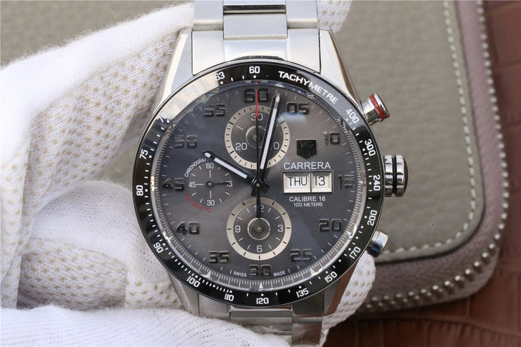 V6 Factory Replica Tag Heuer Carrera Calibre 1887 Day Date with Asia Valjoux 7750 Movement Grey Dial