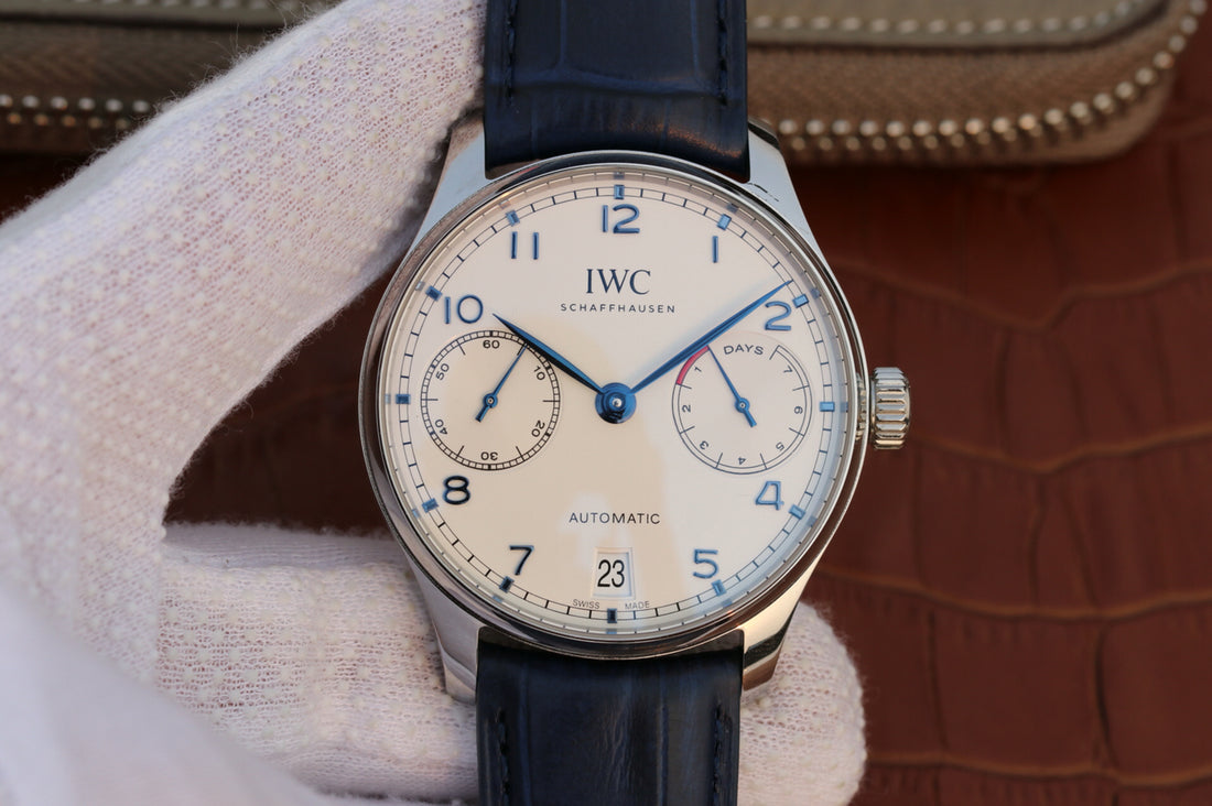 Zf V5 Replica Iwc Portuguese 7 Days Power Reserve Iw500705 with Clone 52010 Movement Blue Leather Strap