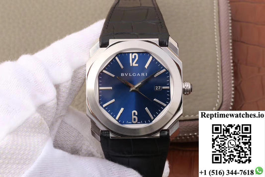 Bvlgari Octo 102429 Bgo38C3Sld Dark Blue Dial-Rep Time Watches