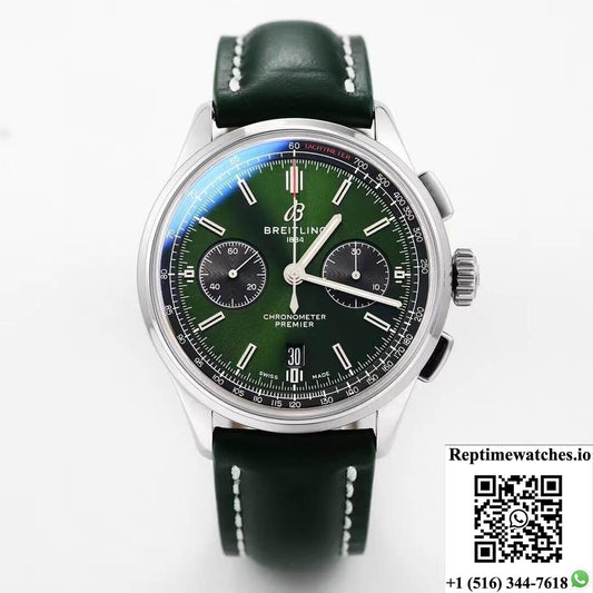 Breitling Premier B01 Chronograph Ab0118A11L1X1 Gf Factory V2 Green Dial-Rep Time Watches