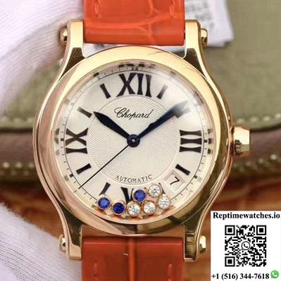 Chopard Happy Sport 274808 Rose Gold Diamonds Yf Factory White Dial-Rep Time Watches