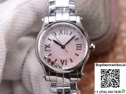 Chopard Happy Sport 278573 Yf Factory Pink Dial-Rep Time Watches