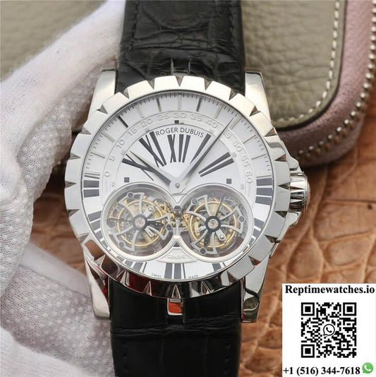 Roger Dubuis Excalibur Rddbex0250 Jb Factory Tourbillon White Dial-Rep Time Watches