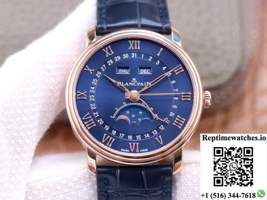 Blancpain Villeret 6654-3640-55 Om Factory V3 Blue Dial-Rep Time Watches