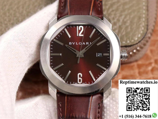 Bvlgari Octo 102705 Bv Factory Reddish Brown Dial-Rep Time Watches