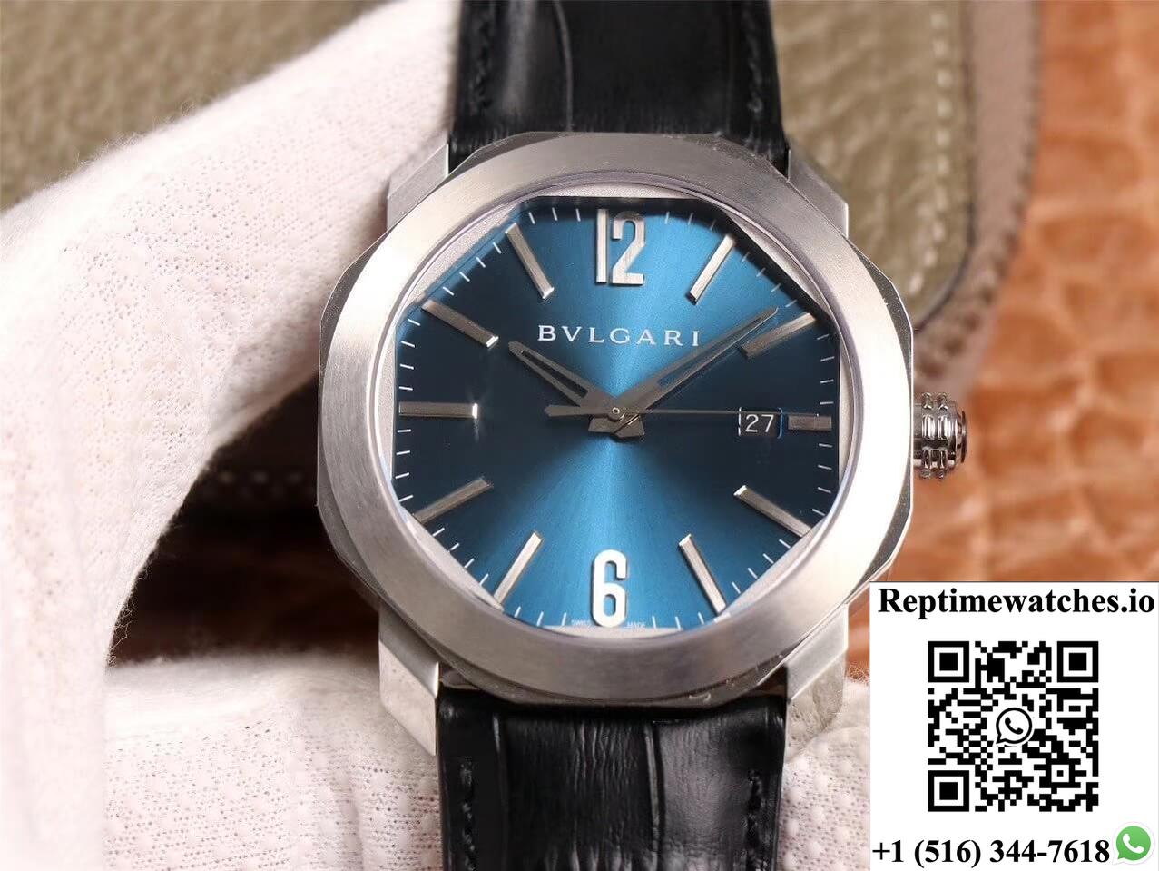 Bvlgari Octo 102429 Bv Factory Light Blue Dial-Rep Time Watches
