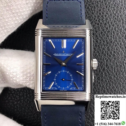Jaeger Lecoultre Reverso Tribute Double-Sided Double Time Zone Flip Mg Factory Blue Dial-Rep Time Watches