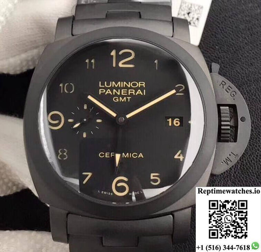 Panerai Tuttonero Luminor 1950 3 Days Gmt Pam438 Vs Factory Black Dial-Rep Time Watches