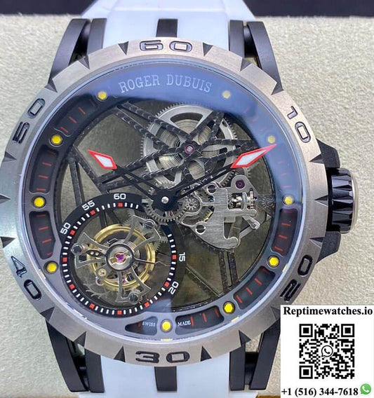 Roger Dubuis Excalibur Rddbex0549 Bbr Factory Tourbillon White Strap-Rep Time Watches