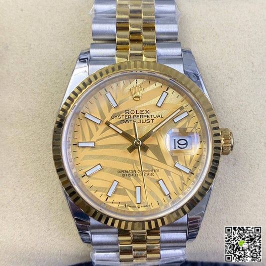 Rolex Datejust M126233-0037 EW Factory Golden Palm Leaf Pattern Dial