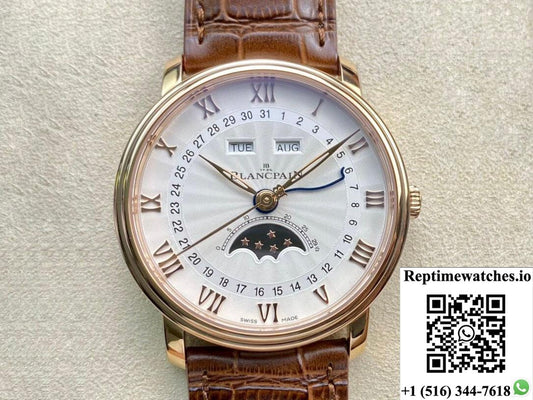 Blancpain Villeret 6654 Om Factory V3 Leather Strap-Rep Time Watches