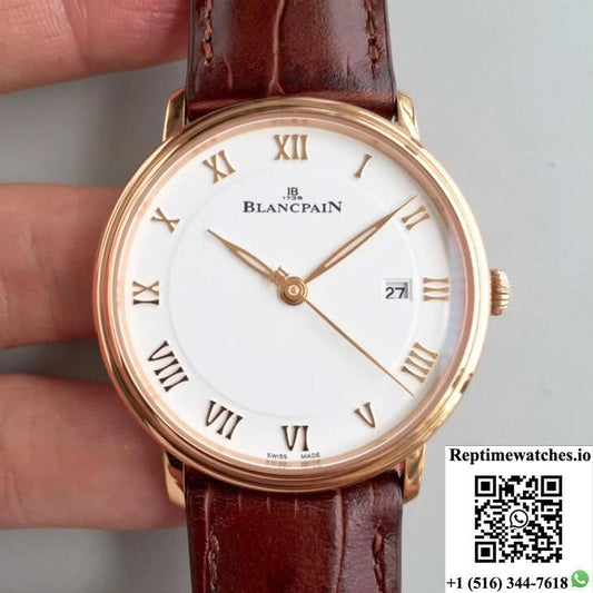 Blancpain Villeret 6651-3642-55B Zf Factory Rose Gold White Dial-Rep Time Watches