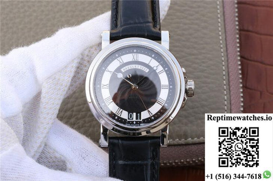 Breguet Marine 5817 Black Dial Cowhide Strap-Rep Time Watches