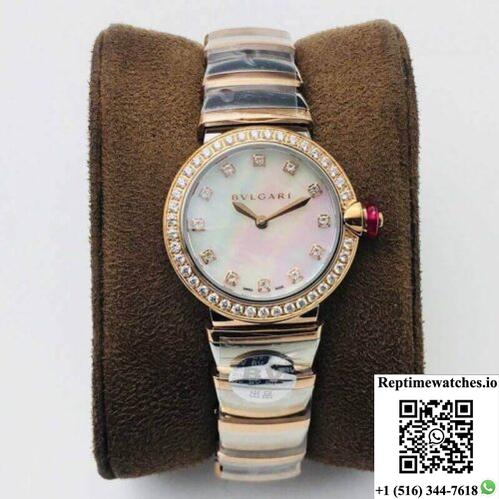 Bvlgari Lvcea 102475 Bv Factory Rose Gold Diamond Bezel-Rep Time Watches