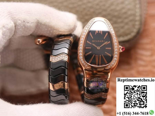 Bvlgari Serpenti Bv Factory Rose Gold Diamonds-Rep Time Watches