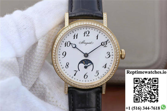 Breguet Classique Moonphase 9087Bb/29/964 Tw Factory Yellow Gold White Dial-Rep Time Watches