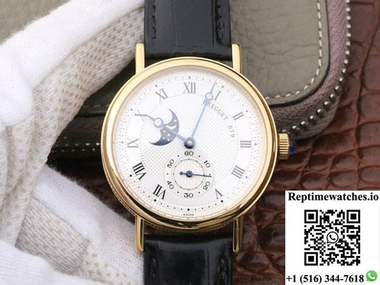 Breguet Classique Moonphase 4396 Yellow Gold White Dial-Rep Time Watches