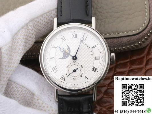 Breguet Classique Moonphase 4396 Stainless Steel White Dial-Rep Time Watches