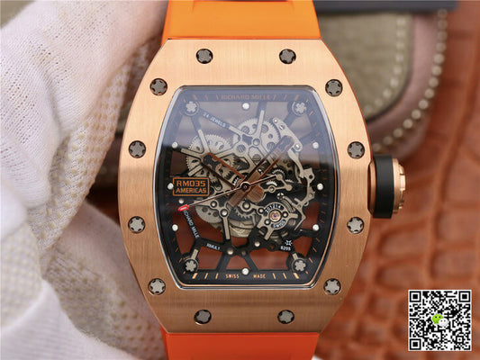 Richard Mille RM035 Americas KV Factory Rose Gold Orange Strap