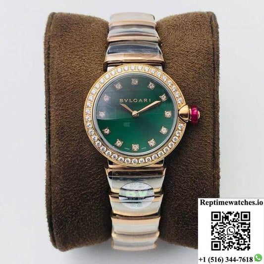 Bvlgari Lvcea Bv Factory Rose Gold Green Dial-Rep Time Watches
