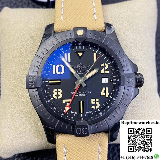 Breitling Avenger Gmt 45 V32395101B1X1 Gf Factory Black Dial-Rep Time Watches
